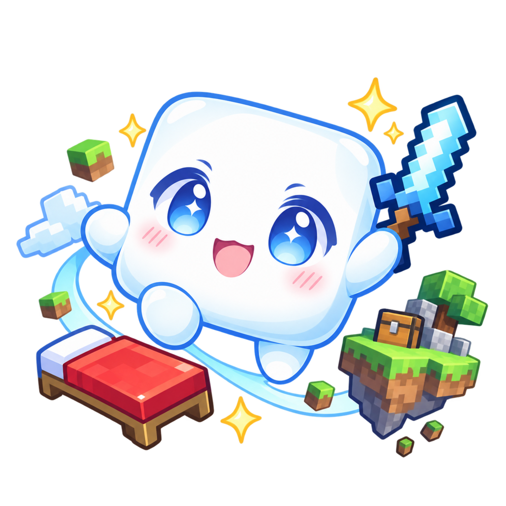 Кубик играет в мини-игры Minecraft